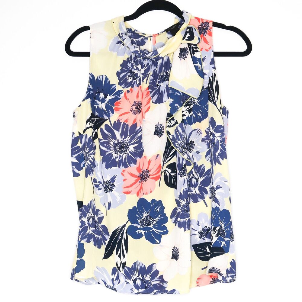 Ann Taylor Factory Womens Blouse Size‎ Small Purple Yellow Floral Sleeveless